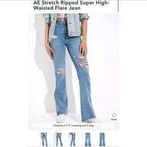 American Eagle Stretch Ripped Super High-Waisted Flare Jean
